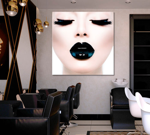 Vogue Style Beauty Salon Concept High Fashion Black Make Canvas Print | Square Panel