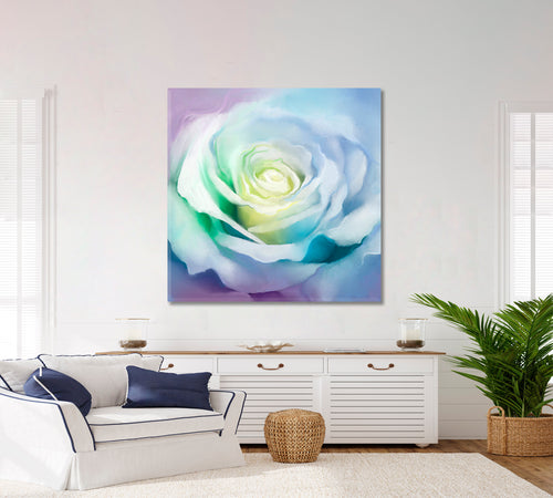 White Rose Petals Soft Colorful Artwork