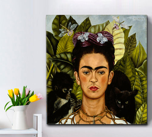 FRIDA KAHLO AND TOPICAL LEAVES - Square Panel