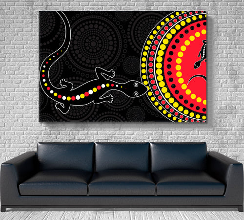 BLACK AND RED Lizard Abstract African Style Pattern Vivid Art