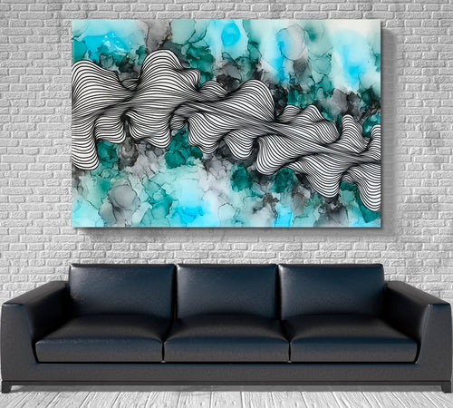 Turquoise Wave Modern Fluid Art