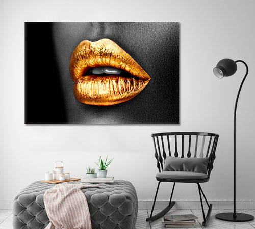 Golden Lipstick Gold Metal Lips Beauty African American Girl