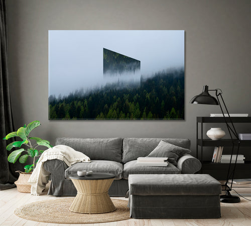 Scenic View Misty Alpine Forest