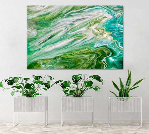 Marble Effect Green Abstract Fluid Acrylic Pattern