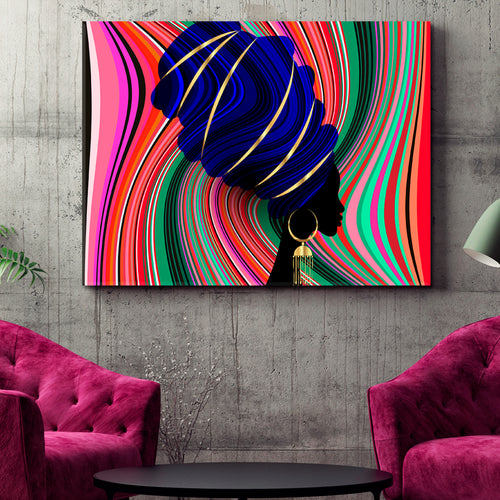 Multicolor Vibrant African Woman in Turban Portrait