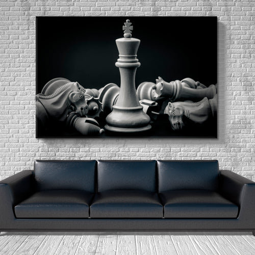 CHESS Black White King And Knight Leader Success Concept Poster