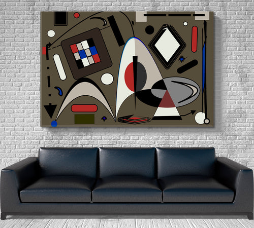 KANDINSKY WORLD Fancy Curved Geometric Shapes Red Brown Tones