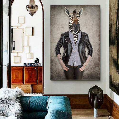 HIPSTER ZEBRA Vintage Style Poster