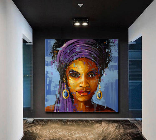 ROYAL PURPLENESS | Fine Art Portrait Woman Grunge Graffiti Style Canvas Print - Square