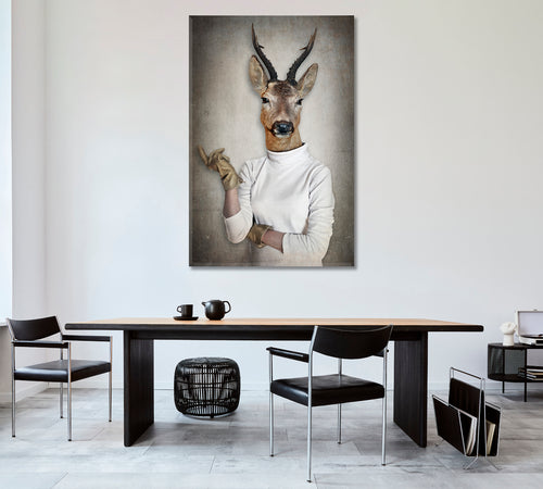 STYLISH HIPSTER DEER Vintage Style Poster