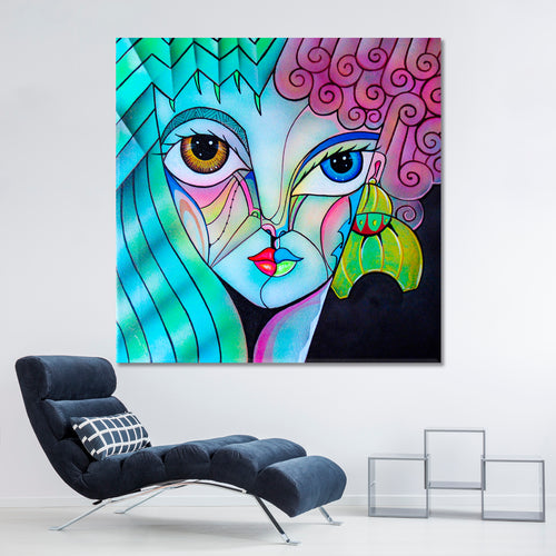 Vibrant Abstract Cubism Portrait