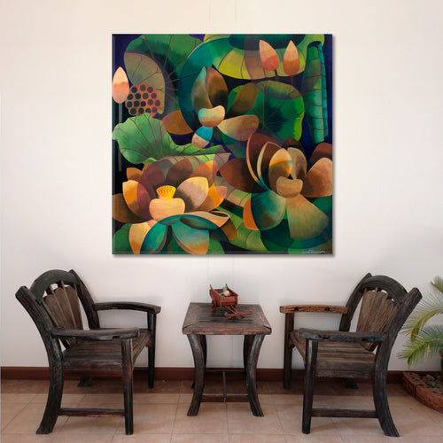 LOTUS Tropical Garden Abstract Contemporary Cubism