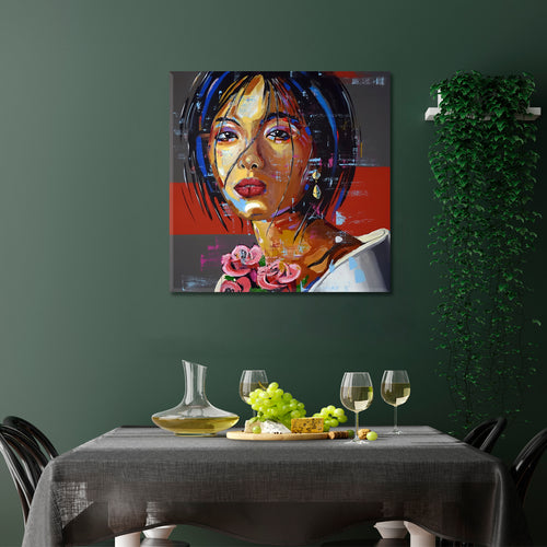 EASTERN MYSTERIES | Fine Art Portrait Woman Grunge Graffiti Style Canvas Print - Square