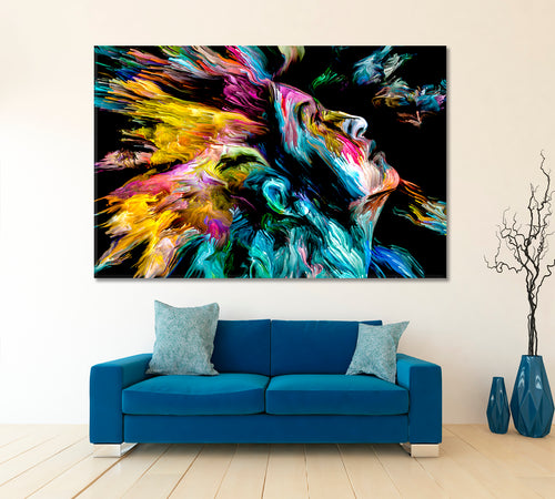 WOMAN AND COLORS EXPLOSION Abstract Modern Art Portrait