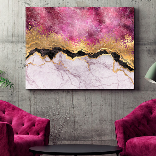 Abstract Pink Marble with Veins Stone Pattern Gold Foil Glitter