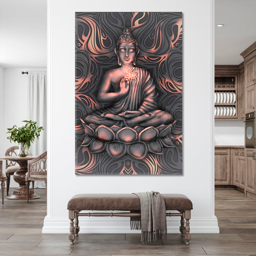 Shining Buddha Lotus Pose Stylized Mandala Painting