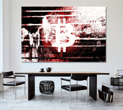 Bitcoin Cryptocurrency BTC Bit Coin Abstract Grunge Office Poster