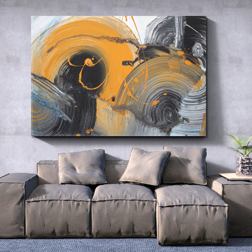 Black Grey White Yellow Colors Brushstrokes Abstract Trendy Style