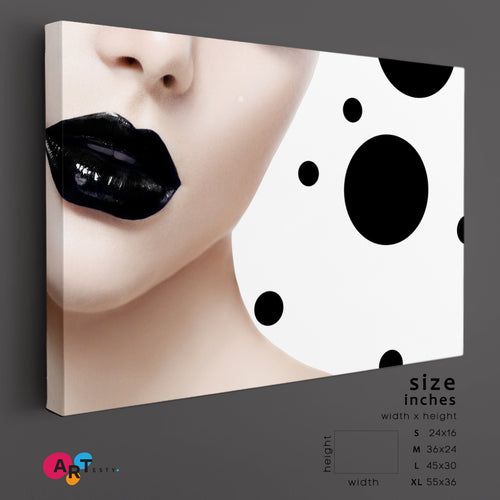 BEAUTY CONCEPT Model Girl Fashion Trendy Black Lips Abstract Art