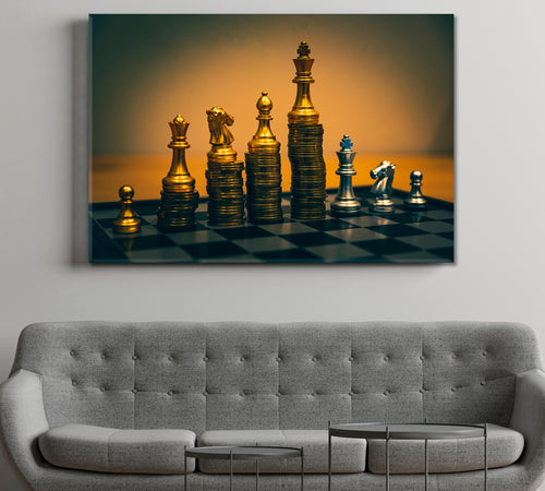 Chess Board Gold Coins Wealth Business Investment Finance Money