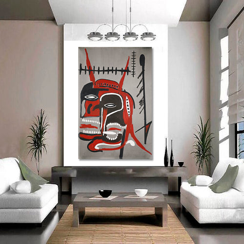 BASQUIAT STYLE HEADS Basquiat Sculs Canvas Print Wall Art - Vertical