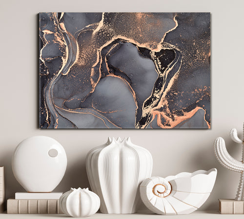 Gray Marble Natural luxurious Abstract Fluid Ink Painting