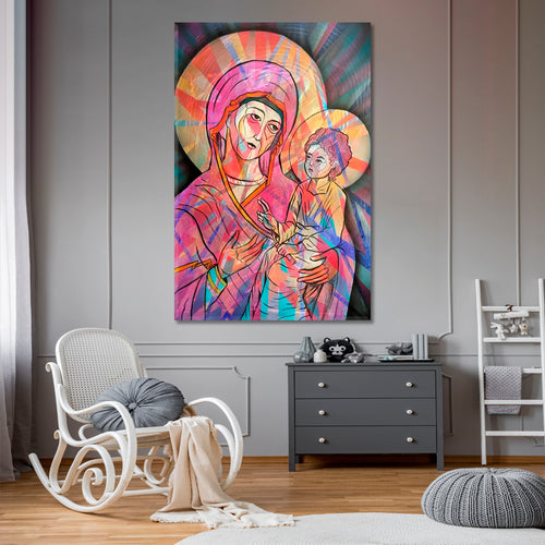 CONTEMPORARY Cubist Virgin Mary and Child