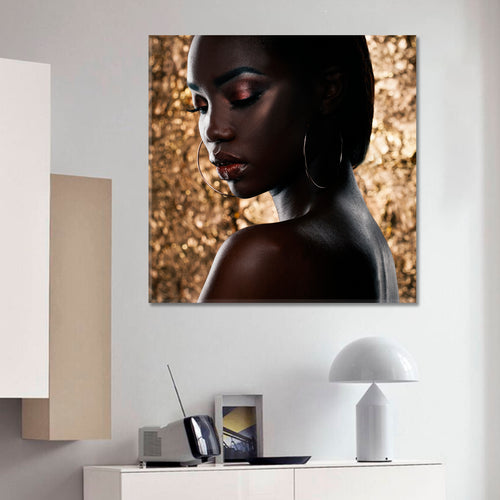 African Woman Gold Background