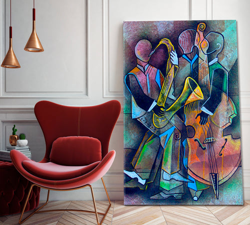 JAZZ BAND Musicians Cubism Picasso Style Artistic Abstract