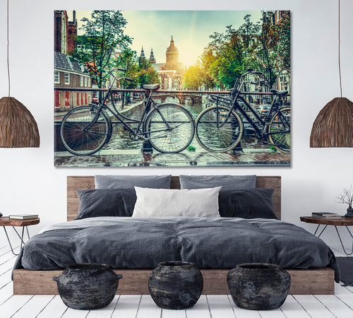 Bicycle Canal Bridge Amsterdam City Netherlands Old Streets