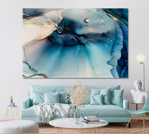 CONTEMPORARY Modern Abstract Acrylic Marble Blue