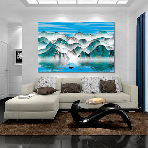 ABSTRACT LANDSCAPE Ink Painting Abstract Mountain Lines Shapes Forms