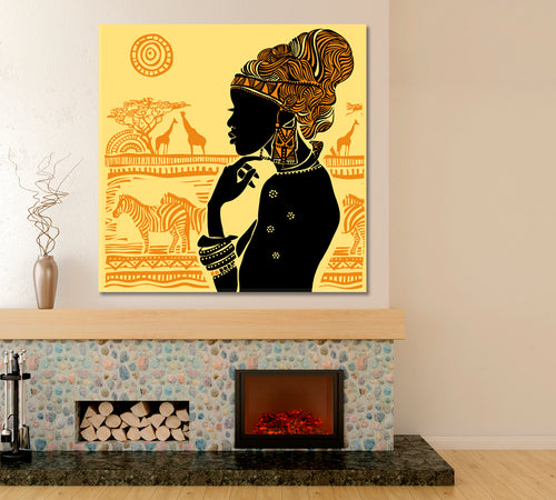 Silhouette Beautiful African Woman Africa Landscape