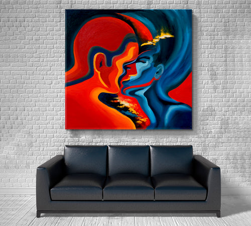 KISS Blue And Red Abstract Modern Painting
