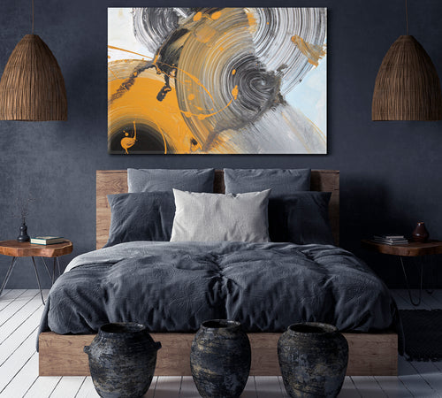 Modern Grunge Brushstroke Artistic Abstract Yellow Ultimate Gray Art