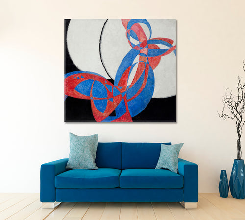 Blue Red Black Abstract Geometric Modern Kupka Style