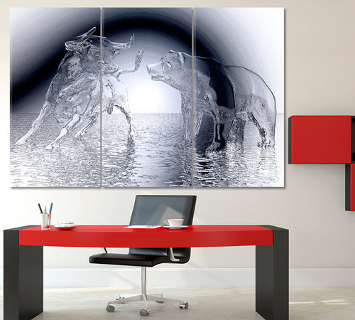 BULL AND BEAR  Financial Investment Stock Market Business Concept Canvas Print