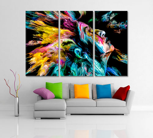 WOMAN AND COLORS EXPLOSION Abstract Modern Art Portrait