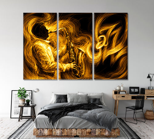 JAZZ Saxophone Player Musician Modern Abstract Lines