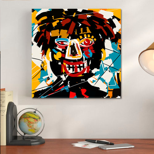 Doodle Expressionist Abstract Art Basquiat Style Trendy Canvas Print - Square