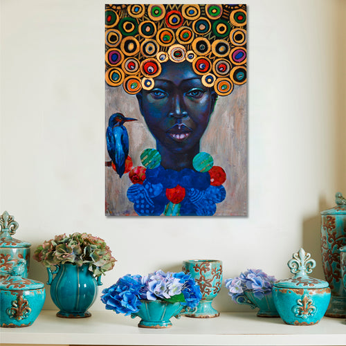 FINE ART African Look Beautiful Woman Canvas Print - Vertical