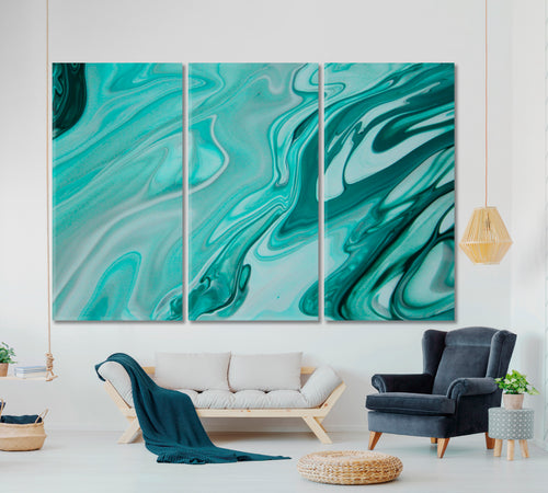 Green Marble Swirls Painting Fluid Art