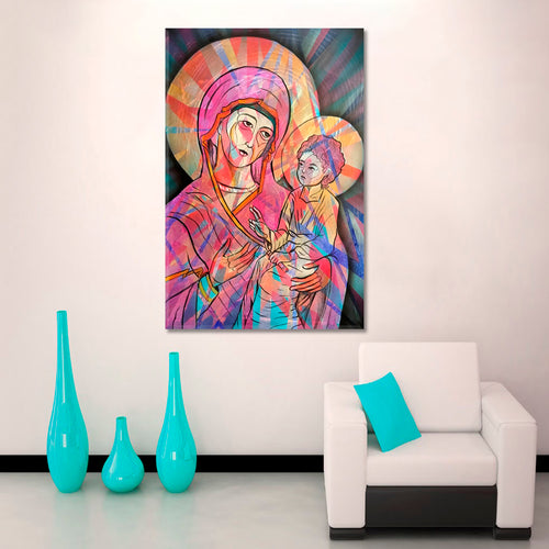 CONTEMPORARY Cubist Virgin Mary and Child