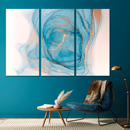 SPRING LAKE Soft Blue Cerulean Marble Abstract Fluid Ink Pattern