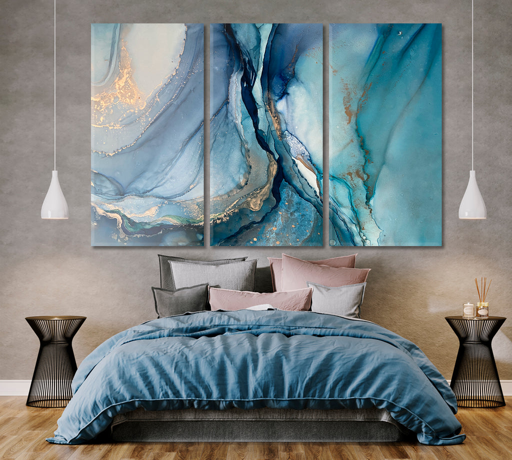 ABSTRACT Blue Ink Landscape Marble Veins - Artesty.com