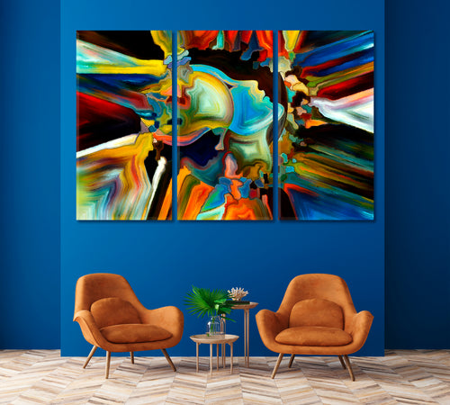 Man And Woman and Colorful Abstract Shapes