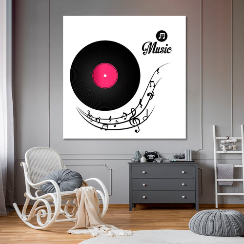 ROLLING RECORD Vinyl Disc Music Notes Spiral