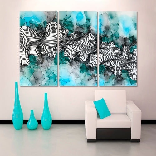 Turquoise Wave Modern Fluid Art