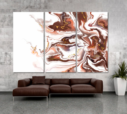 Brown Abstract Wavy Forms Futuristic Pattern