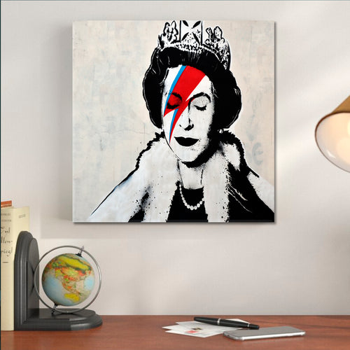 INSPIRED BY BANKSY Queen, Best Street Art Graffiti Bristol UK Canvas Print - Square